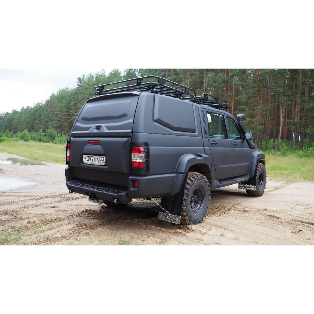 Бампер АВС-Дизайн задний с квадратом под ДО UAZ Пикап 2010- (под покраску)