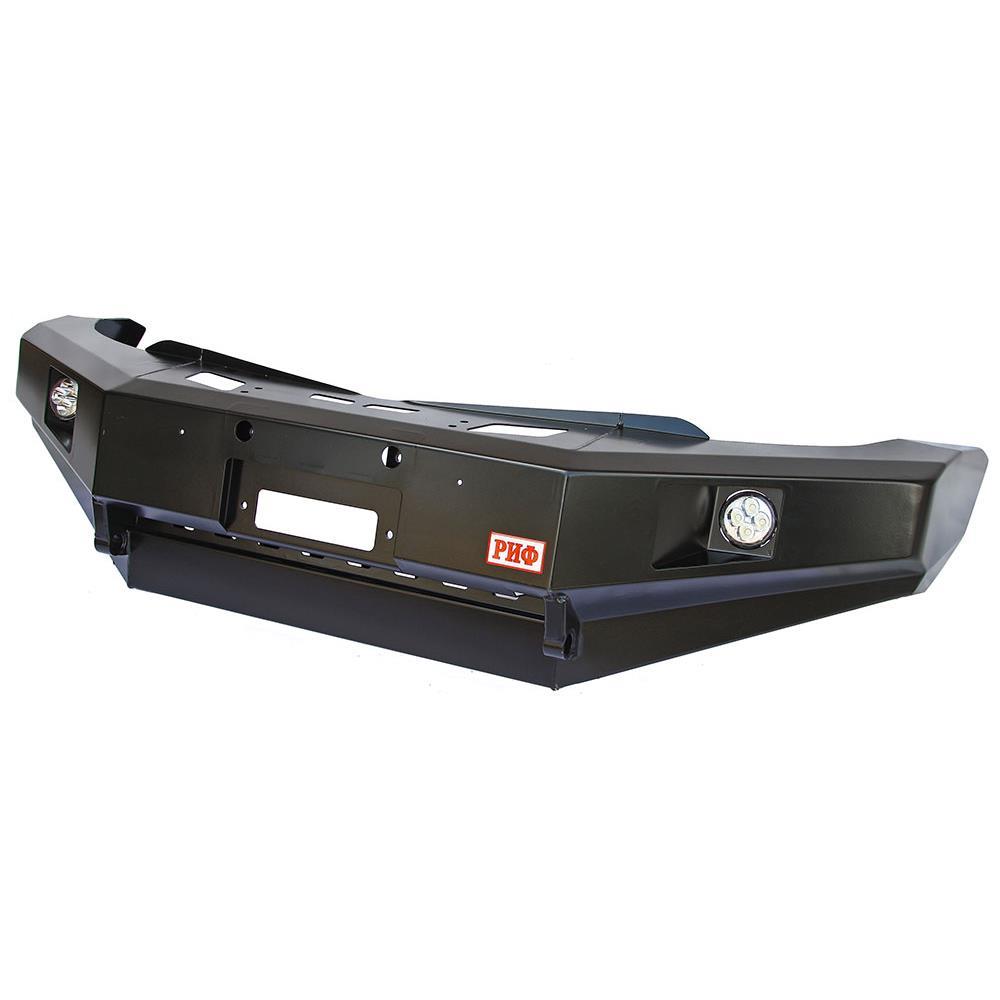 Бампер РИФ передний Mitsubishi L200 2005-2015 с доп. фарами и защитой бачка омывателя