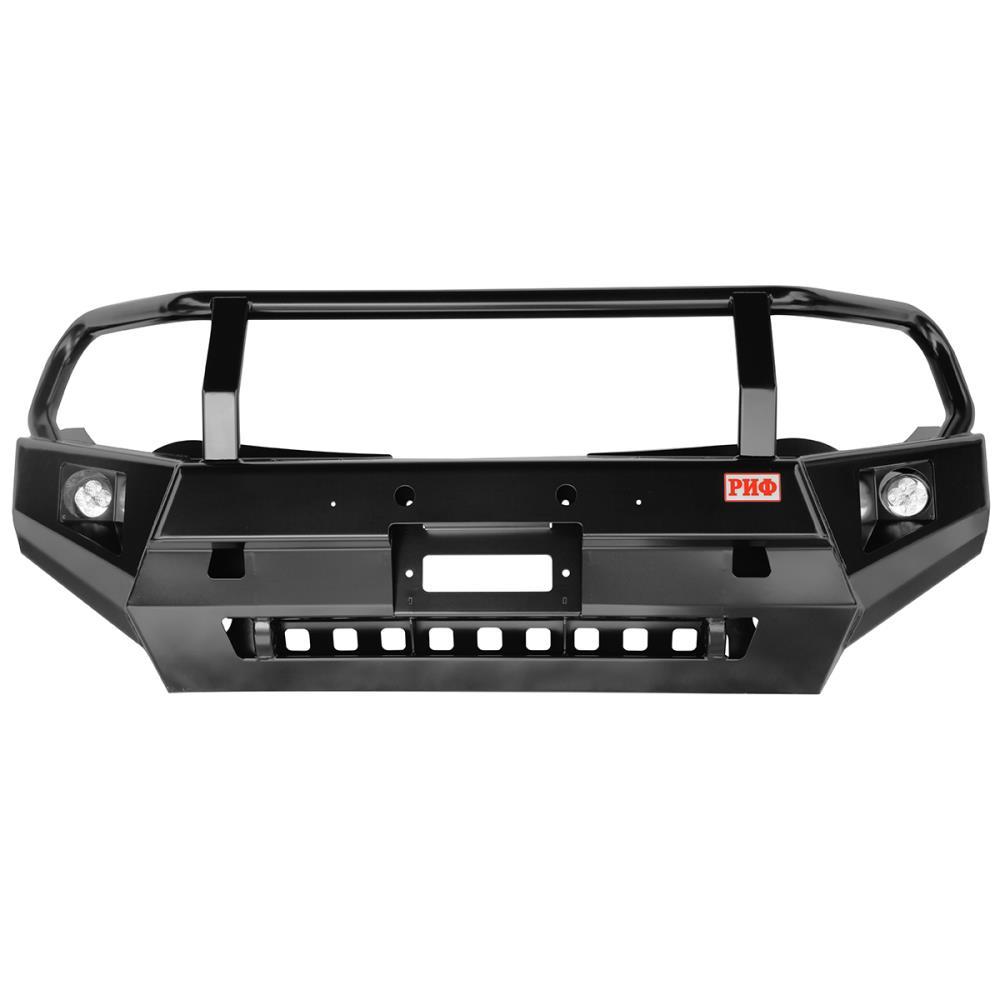 Бампер РИФ передний Mitsubishi L200 2015+ с доп. фарами и защитной дугой
