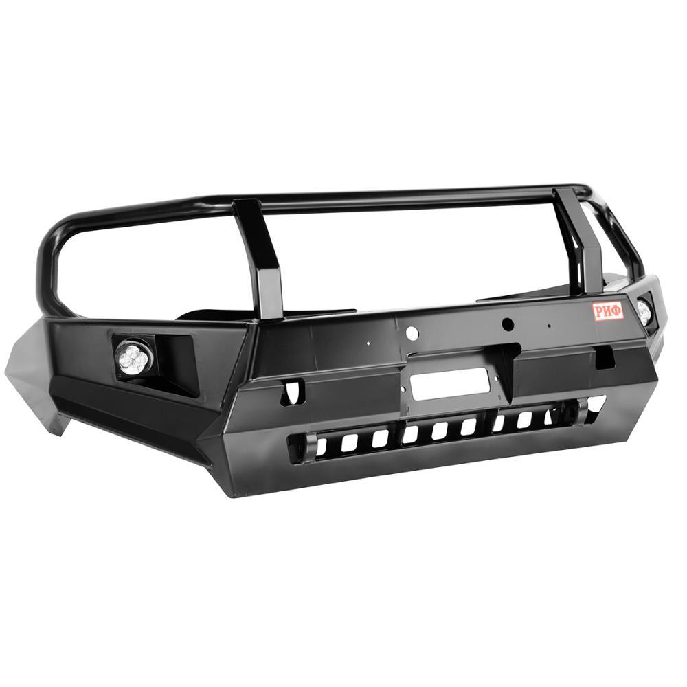 Бампер РИФ передний Mitsubishi L200 2015+ с доп. фарами и защитной дугой