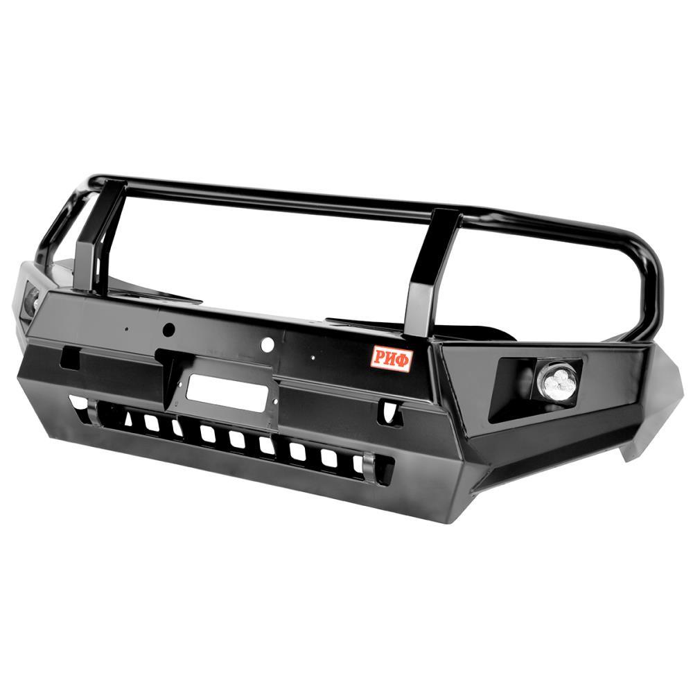 Бампер РИФ передний Mitsubishi L200 2015+ с доп. фарами и защитной дугой