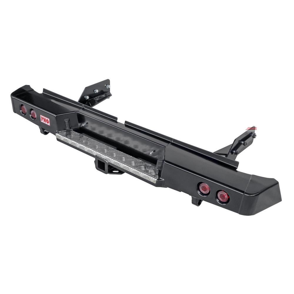 Бампер РИФ силовой задний Mitsubishi L200 2019+ с квадратом под фаркоп и фонарями