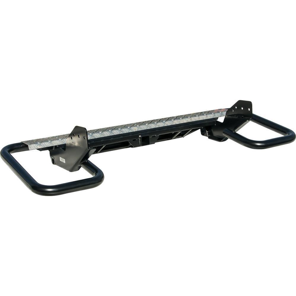 Бампер РИФ задний Mitsubishi L200 2005-2015 (кузов 1350 мм) с квадратом под фаркоп и фонарями трубный