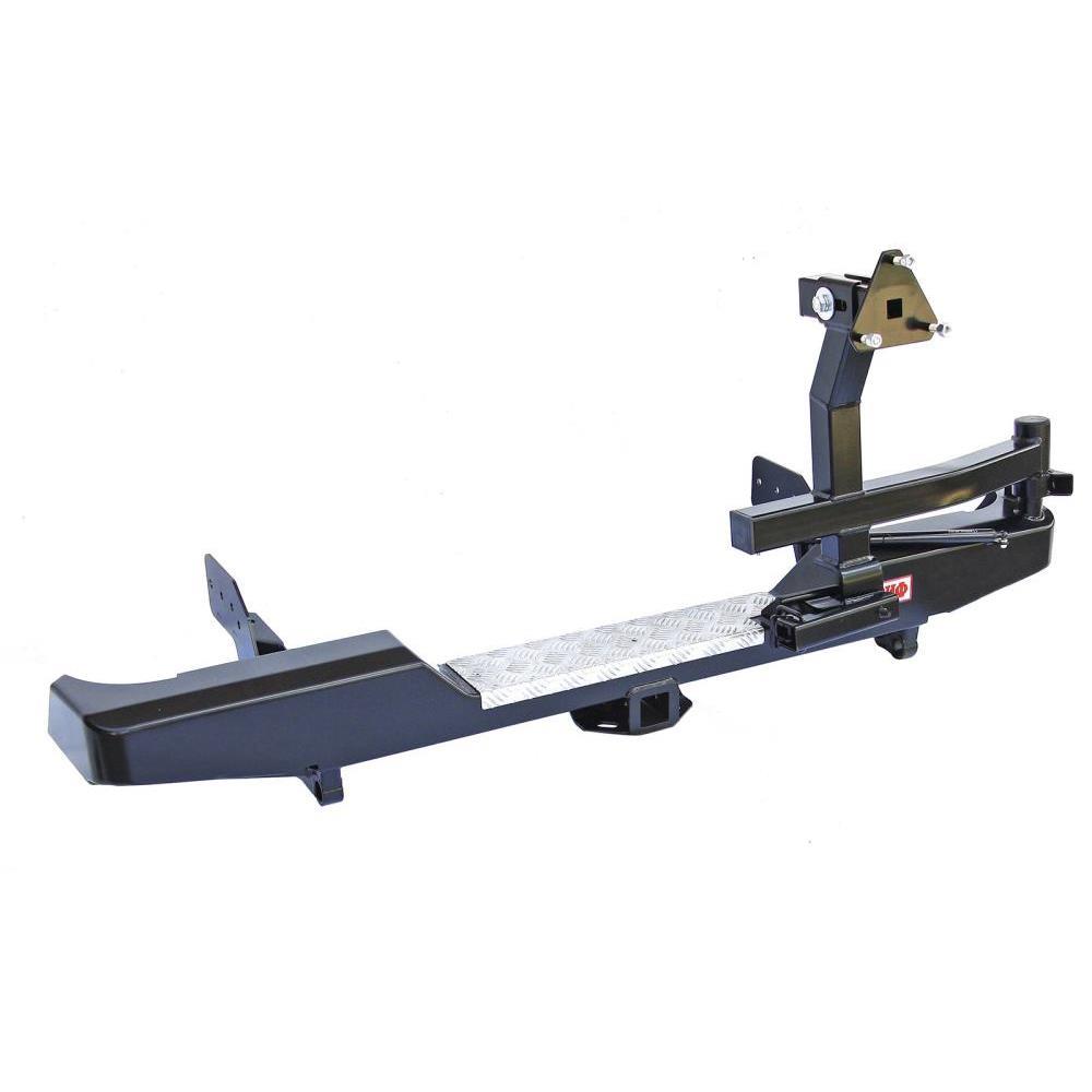 Бампер РИФ задний Mitsubishi L200 2005-2015 (кузов 1350 мм) с квадратом под фаркоп и калиткой