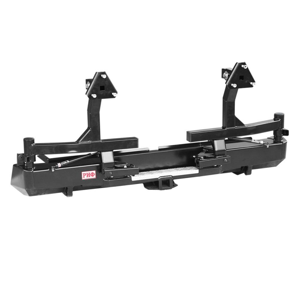 Бампер РИФ задний Toyota Hilux 2015+ с квадратом под фаркоп и 2-мя калитками