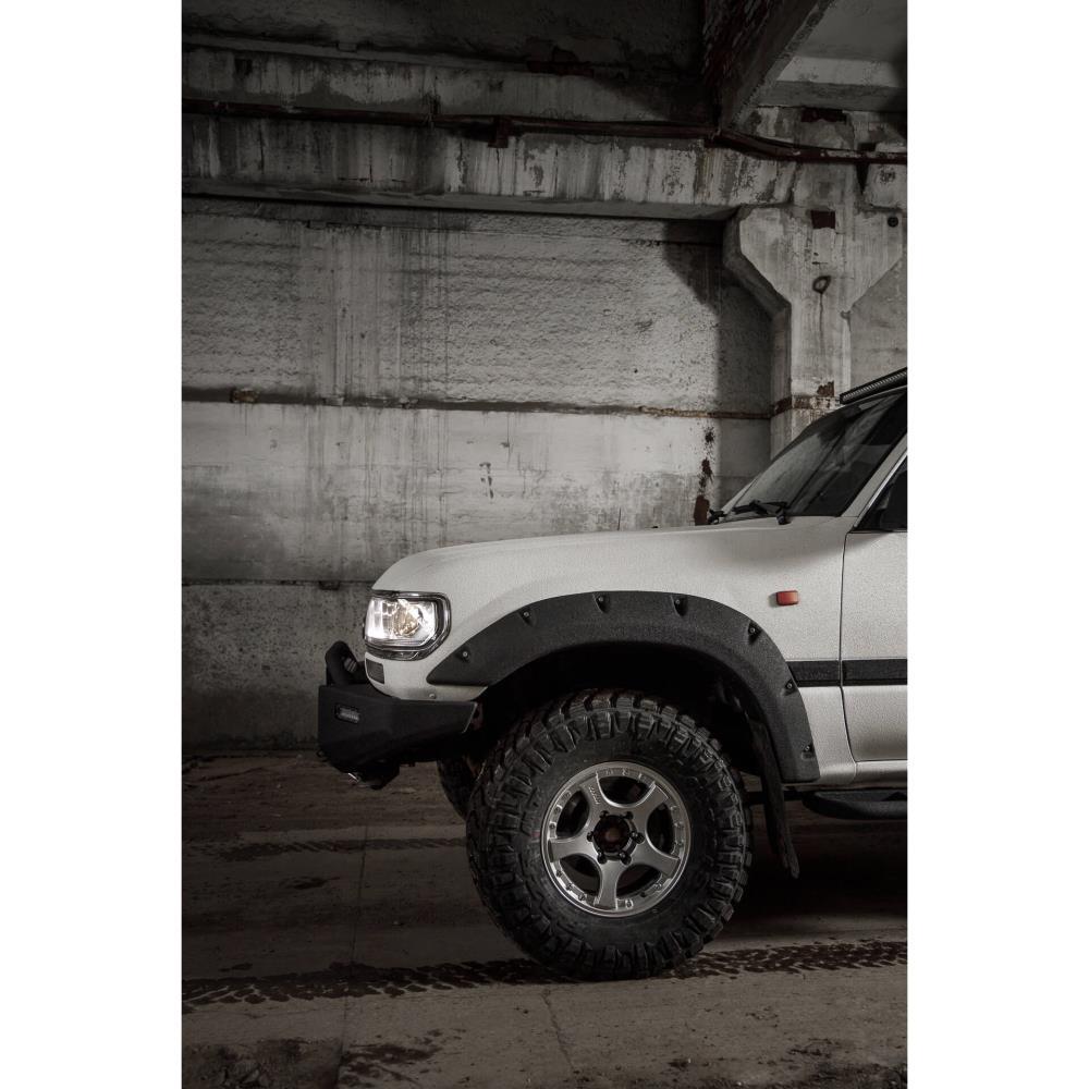 Бампер силовой передний STC Toyota Land Cruiser 80 с защитной дугой и фарами водительского света