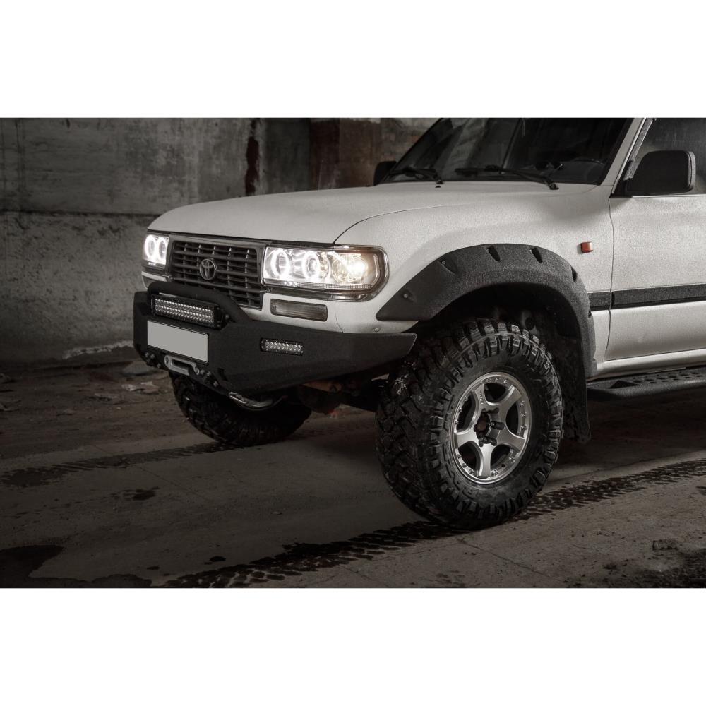 Бампер силовой передний STC Toyota Land Cruiser 80 с защитной дугой и фарами водительского света