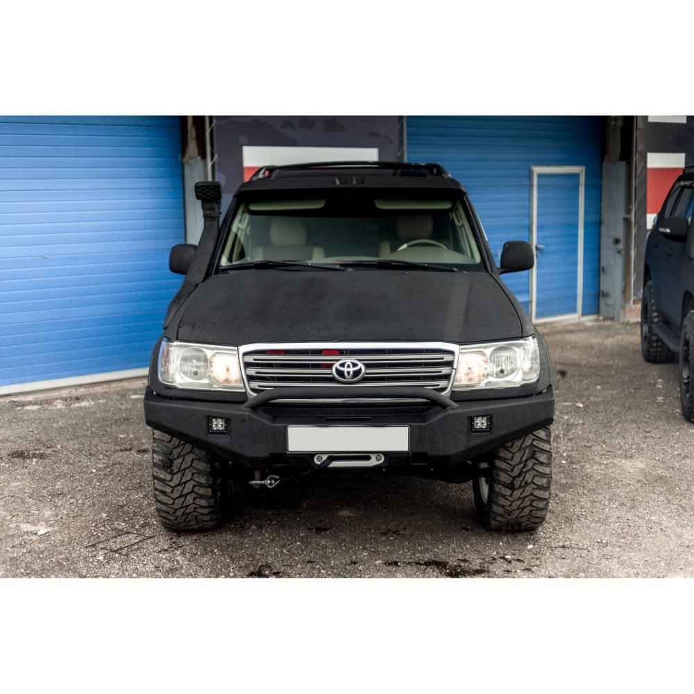 Бампер силовой передний Toyota Land Cruiser 100 с защитной дугой и противотуманными фарами + дальний свет
