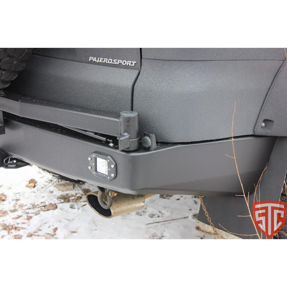 Бампер силовой задний Mitsubishi Pajero Sport 2008-2015 c квадрат под фаркоп и калитка