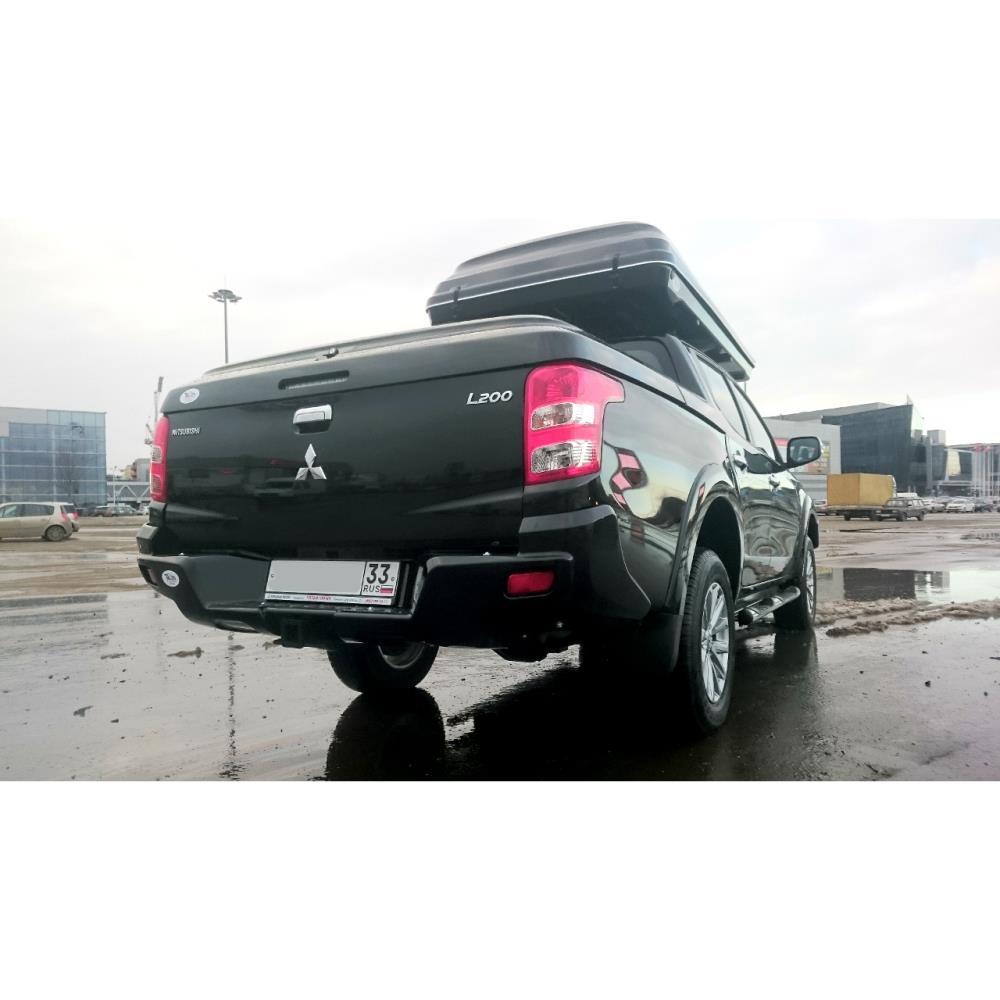 Бампер усиленный АВС-Дизайн задний с квадратом под фаркоп (под покраску) MITSUBISHI L200 2015-