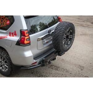 Бампер задний силовой/защита штатного бампера РИФ Toyota Land Cruiser Prado 150 c квадратом под фаркоп