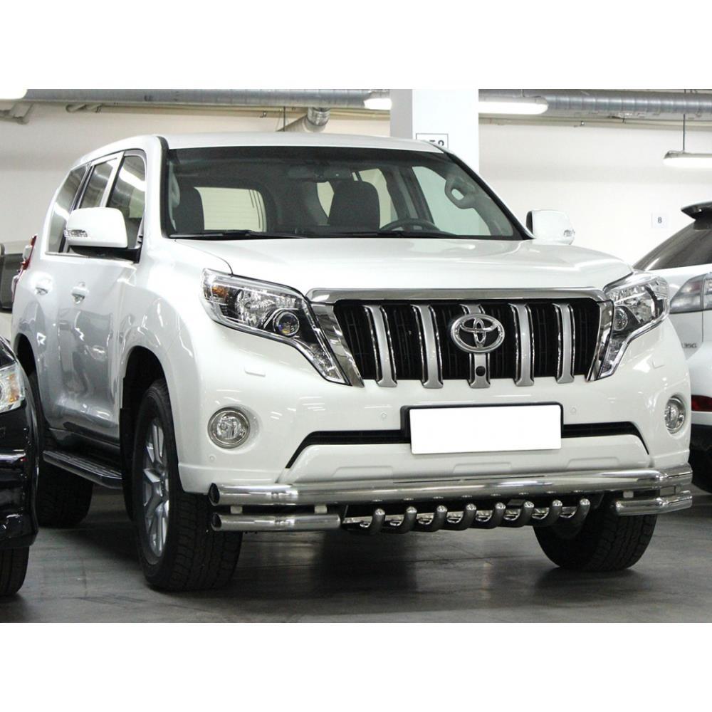 Дуга передняя по низу бампера d76+60 с защитой картера d43 Toyota Land Cruiser Prado 150 2013-2017