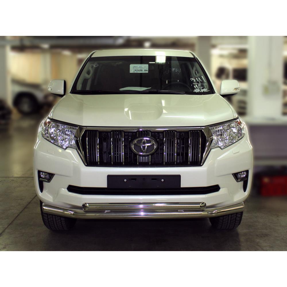 Дуга передняя по низу бампера радиусная двойная d76+60 с подгибами Toyota Land Cruiser Prado 150 2017-н.в