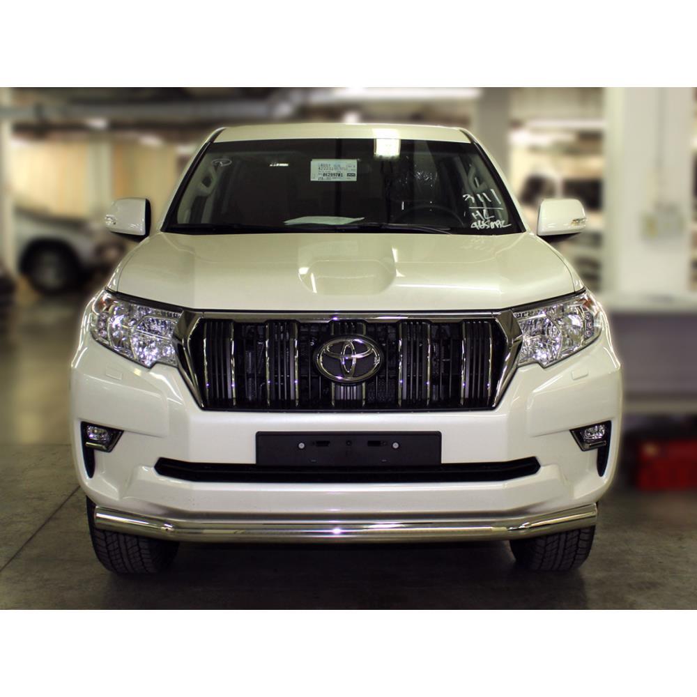 Дуга передняя по низу бампера радиусная одинарная d76 с подгибами Toyota Land Cruiser Prado 150 2017-н.в