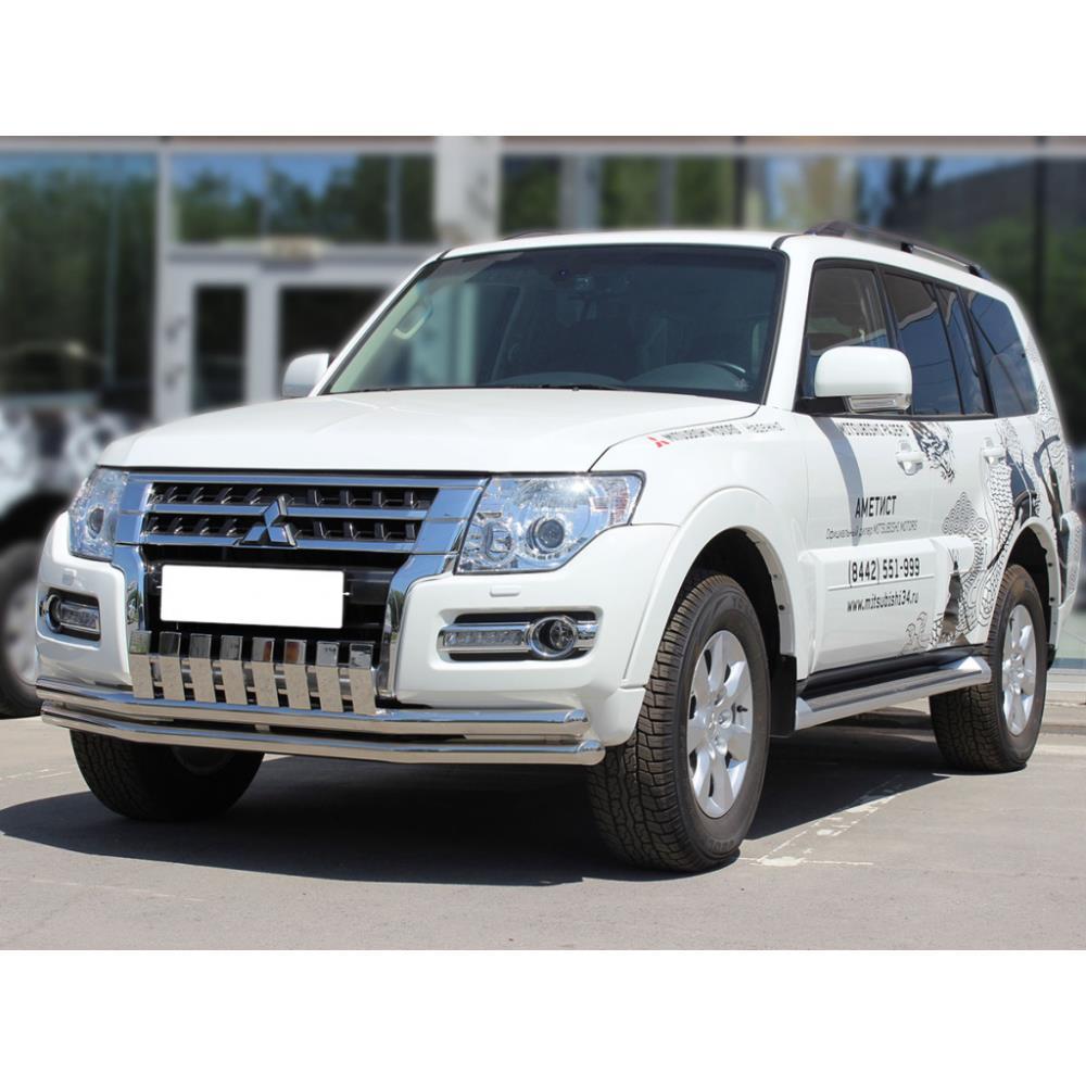 Дуга передняя по низу бампера с загибами d-60+60 с верхней накладкой