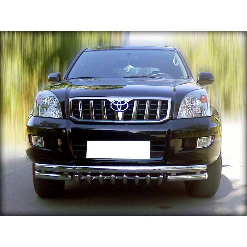 Дуга передняя по низу бампера Toyota LCPrado 120 d-60+60 радиусная с доп. защитой картера d-43 Технотек