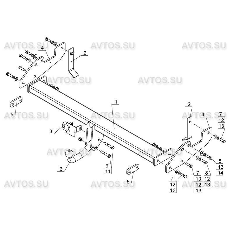 Фаркоп AvtoS (TY 36) 2500 кг на TOYOTA HILUX (2005)