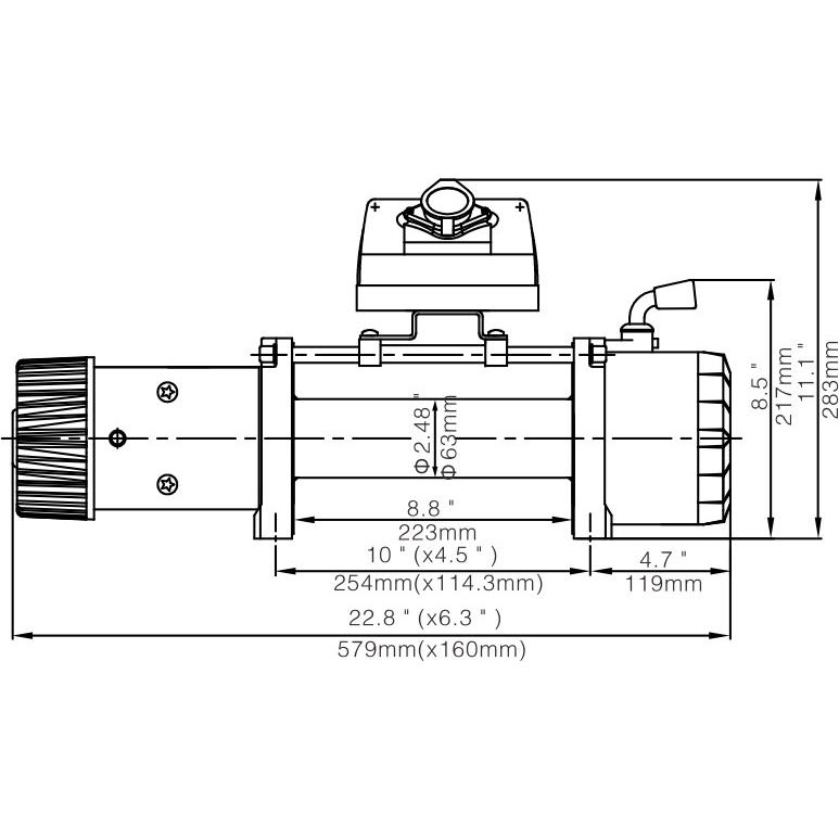Лебёдка электрическая 12V Runva 12000 lbs 5700 кг (стальной трос)