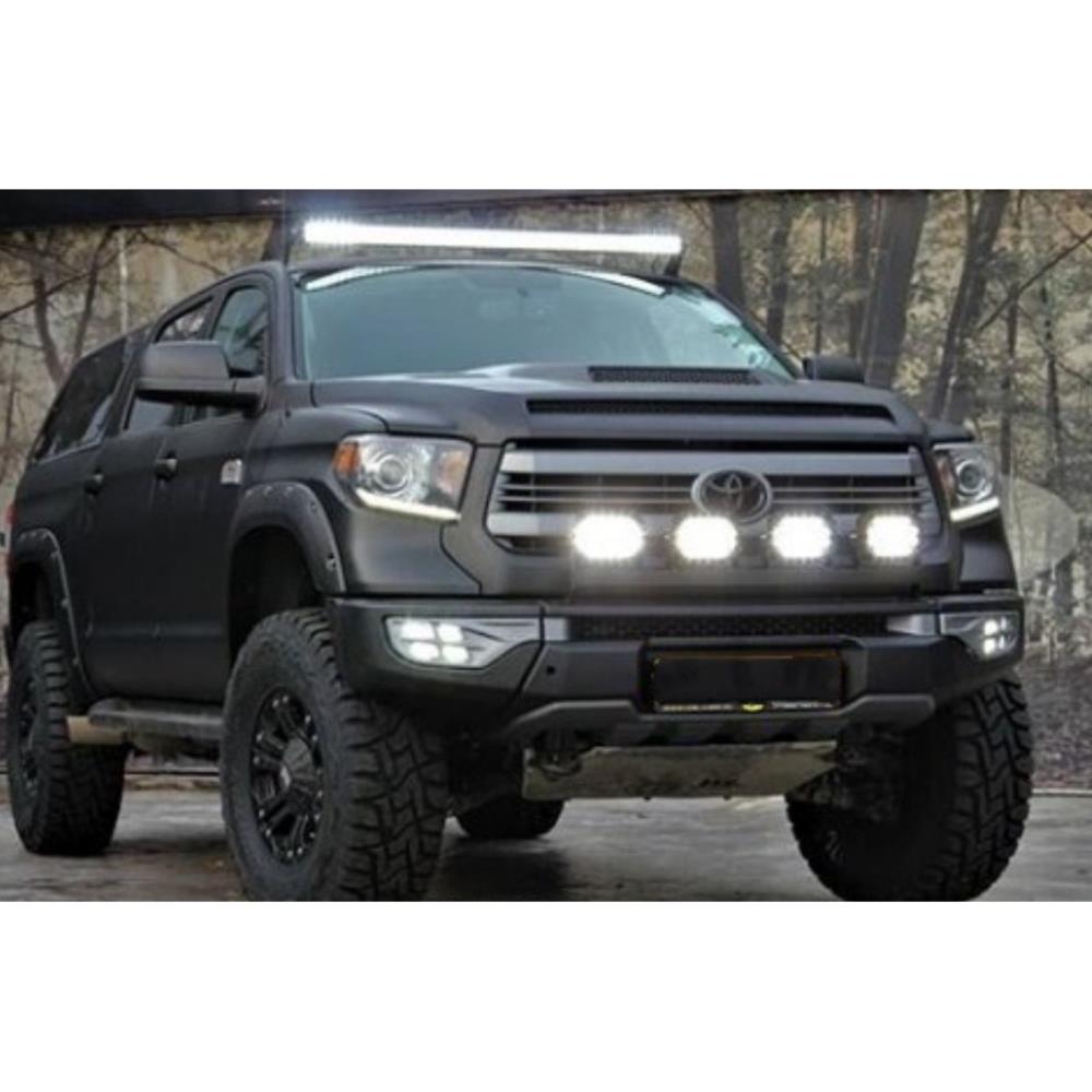 Передний композитный 6 мм. силовой бампер с доп.светом Тойота Тундра 2014г.+