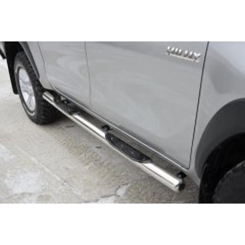 Порог труба с проступью Toyota Hilux Exclusive Black 2018