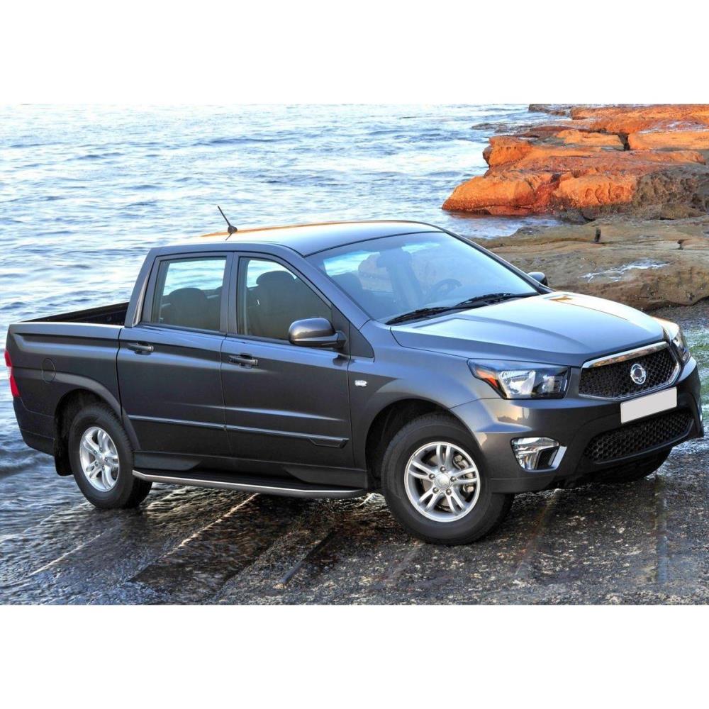 Пороги алюминиевые "Rival" Premium-Black для SsangYong Actyon Sports
