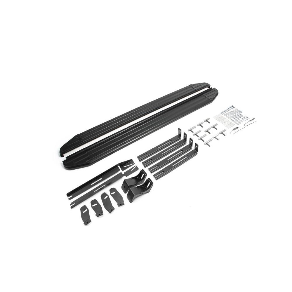 Пороги алюминиевые "Rival" Premium-Black для SsangYong Actyon Sports