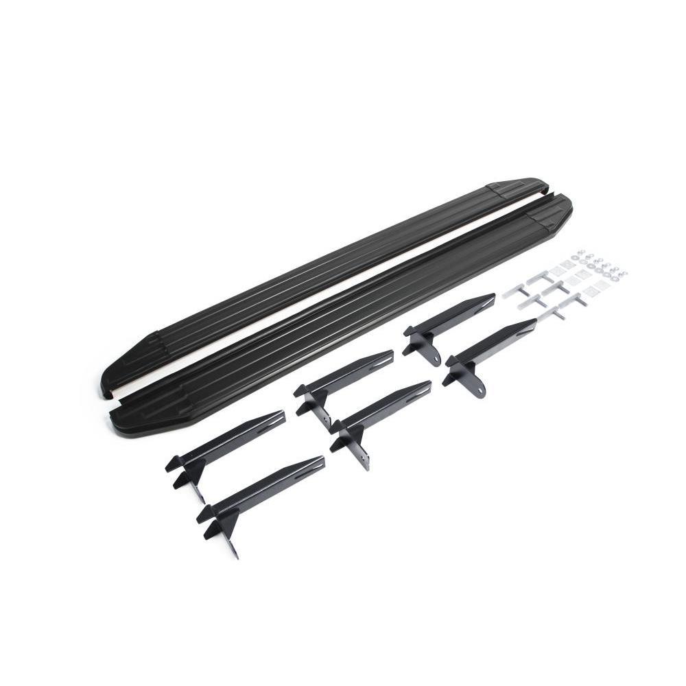 Пороги алюминиевые Rival Premium-Black для Volkswagen Amarok 2010-2015