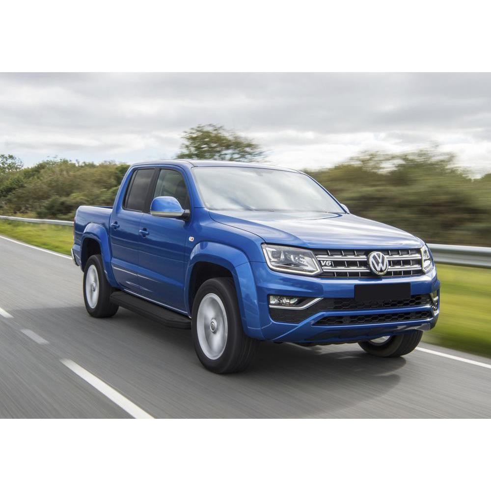 Пороги алюминиевые Rival Premium-Black для Volkswagen Amarok I рестайлинг 2016-2020