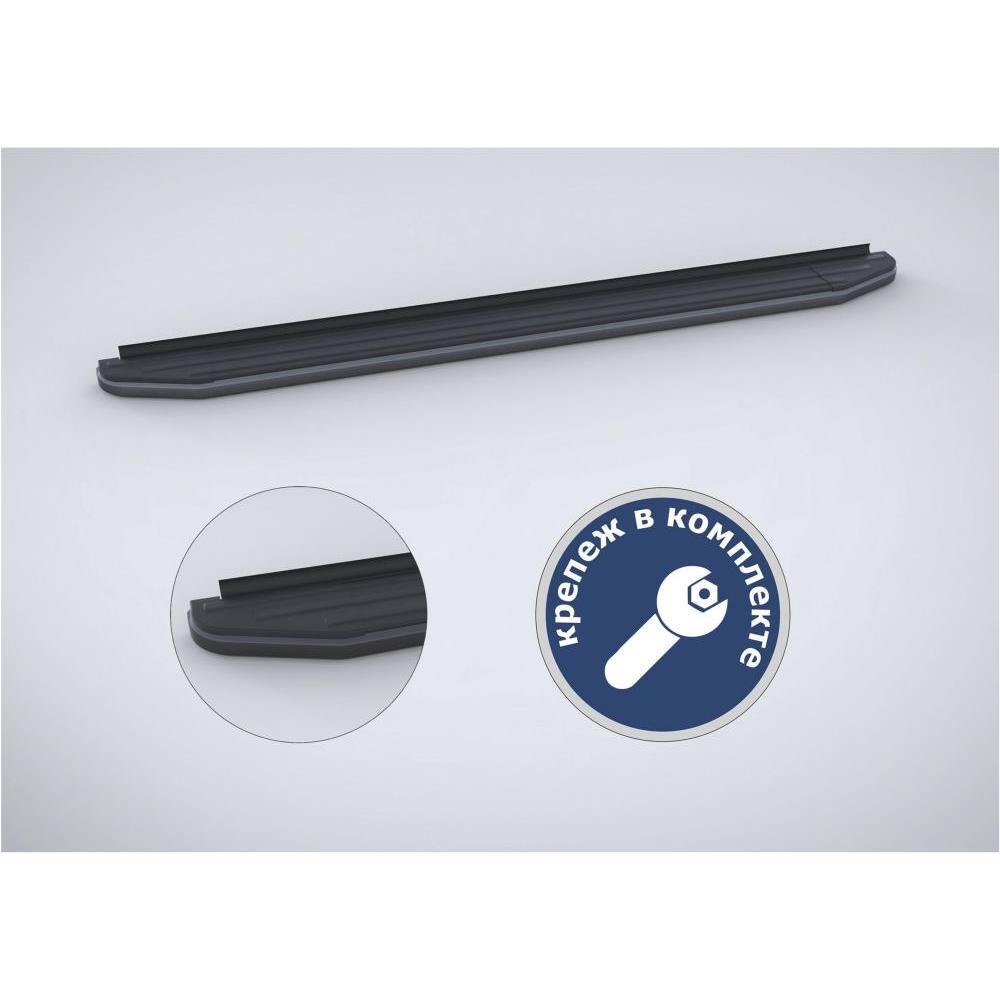 Пороги алюминиевые Rival Premium-Black для Volkswagen Amarok I рестайлинг 2016-2020