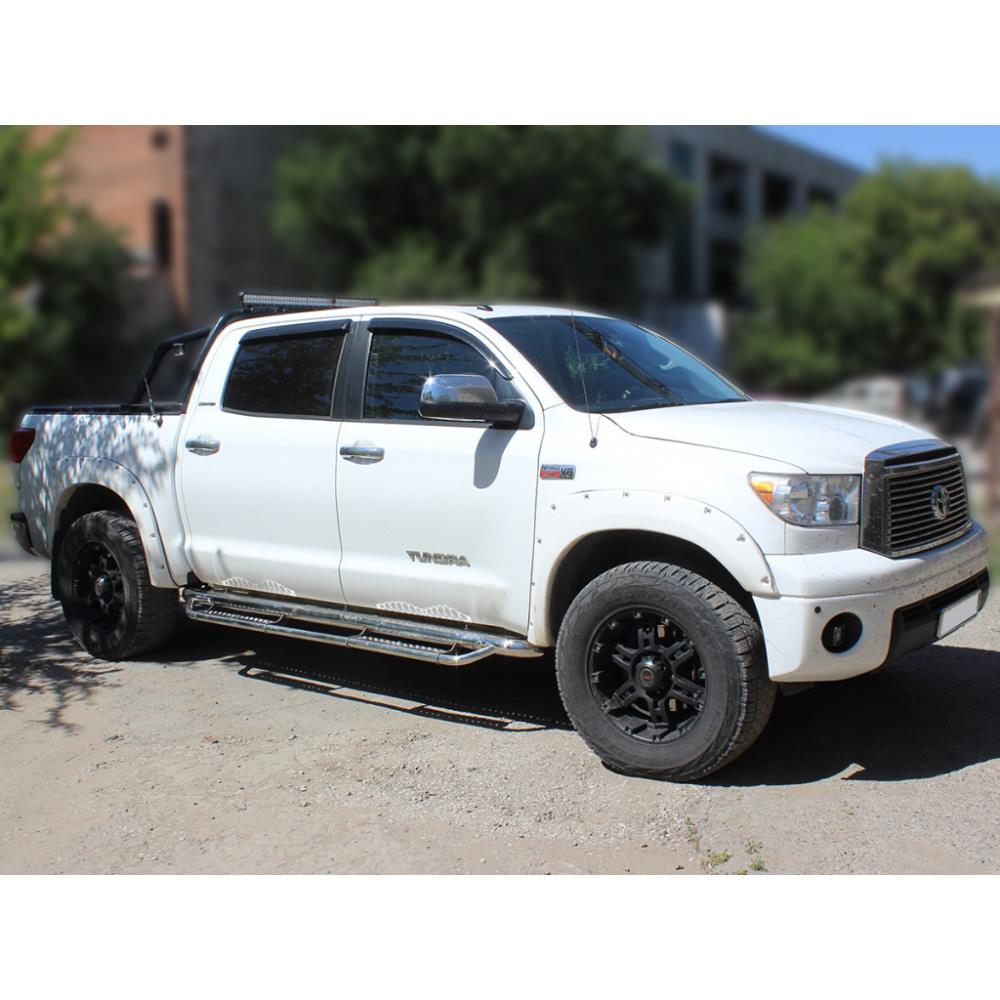 Пороги фигурные d-76+43 с нерж. листом Toyota Tundra CrewMax