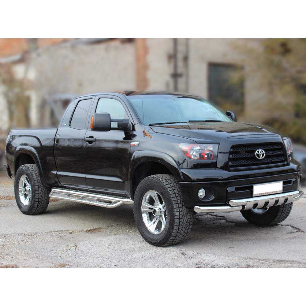 Пороги фигурные d-76+43 с нерж. листом Toyota Tundra Double Cab