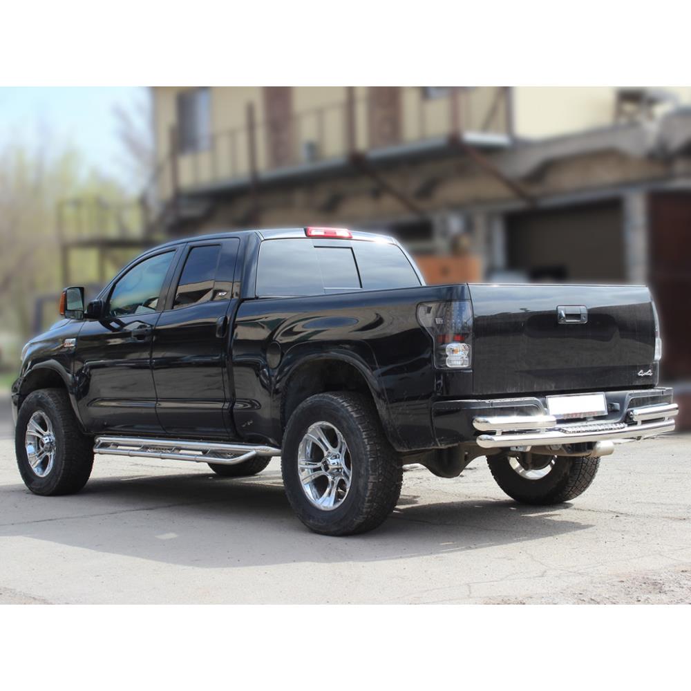 Пороги фигурные d-76+43 с нерж. листом Toyota Tundra Double Cab