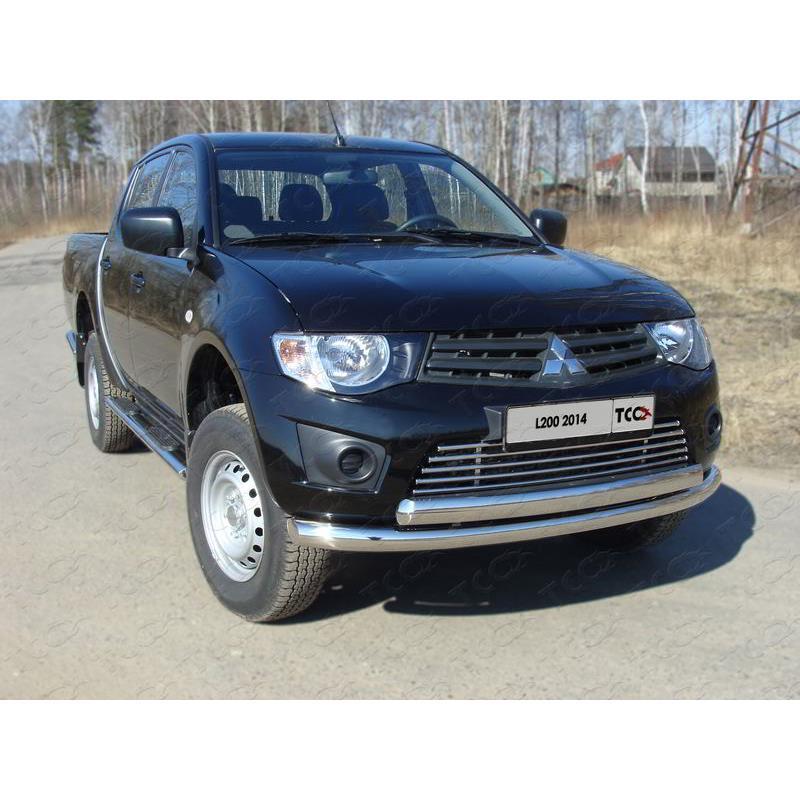 Пороги овальные с накладкой 120х60 мм MITSUBISHI L200 2014-2015