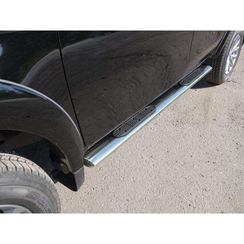 Пороги овальные с накладкой 120х60 мм MITSUBISHI L200 2015-2019