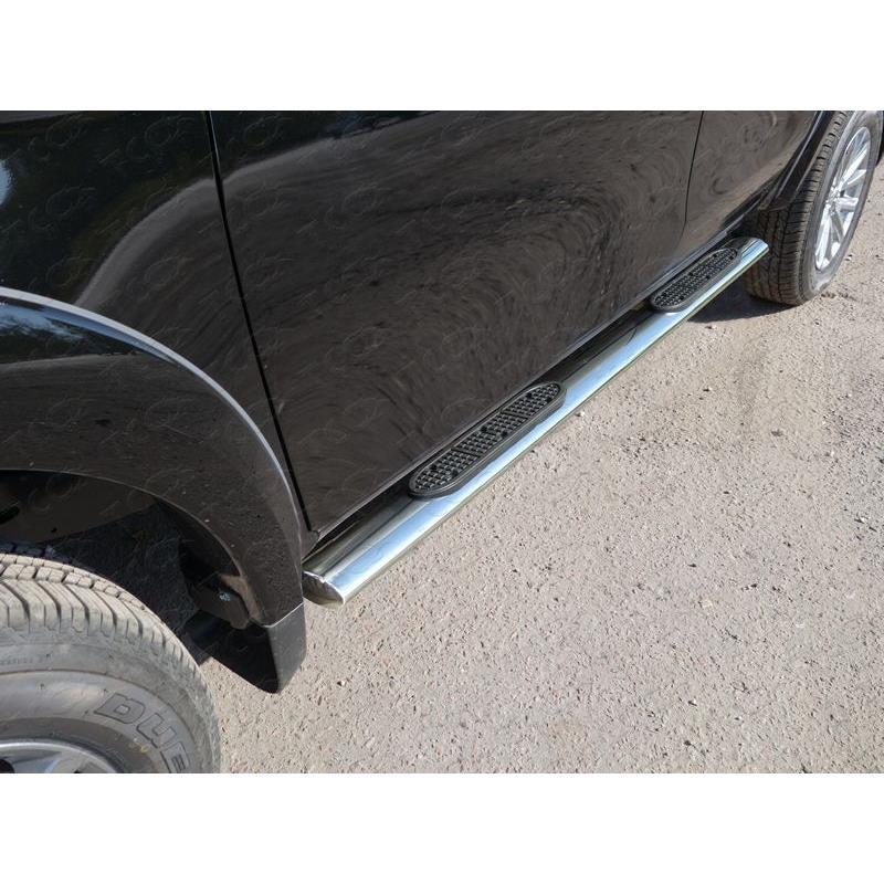 Пороги овальные с накладкой 120х60 мм MITSUBISHI L200 2019-н.в.