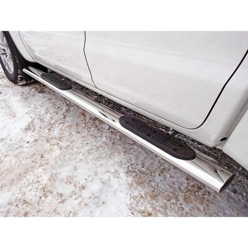 Пороги овальные с накладкой 120х60 мм VOLKSWAGEN Amarok 2016