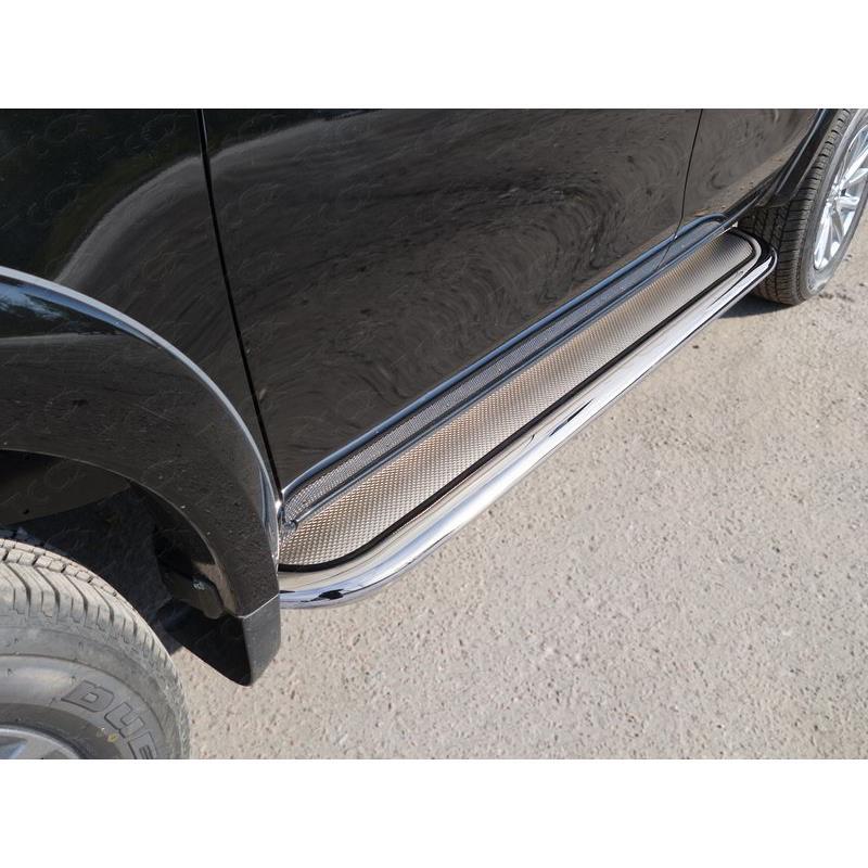 Пороги с площадкой (нерж. лист) 75х42 мм FIAT Fullback