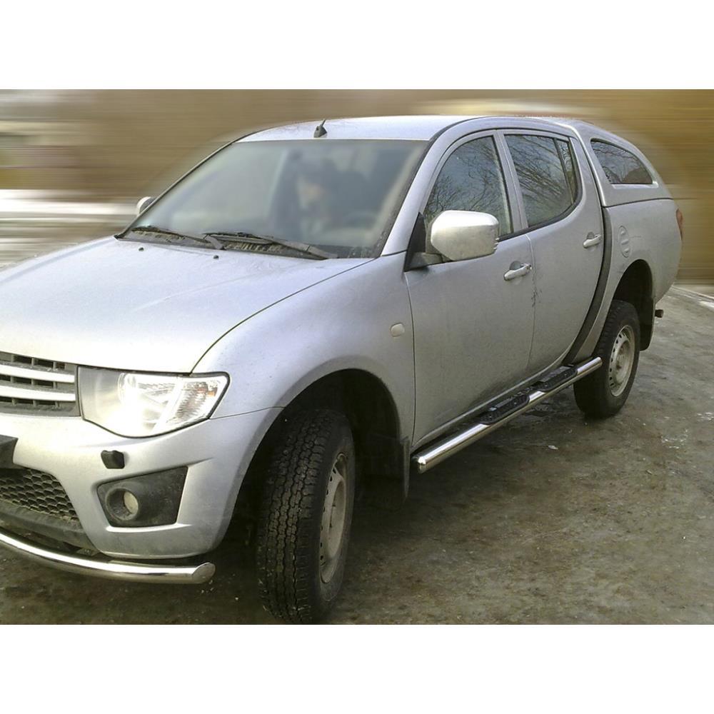 Пороги труба со степом d-76 (MPL14_3) Mitsubishi L200 2014-2015