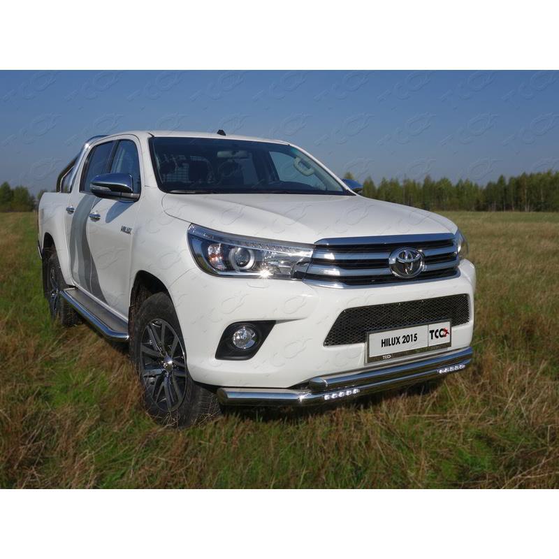 TOYOTA HILUX 2015+ Защита передняя нижняя (двойная с ДХО) 76