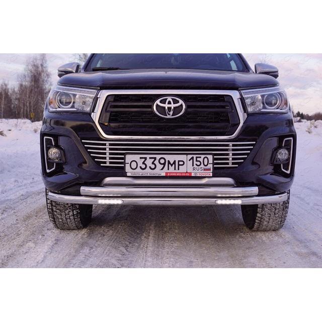 TOYOTA Hilux Exclusive 2018- Защита передняя нижняя (двойная с ДХО) 60