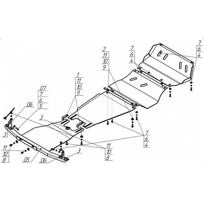 Усиленная защита днища алюминиевая Mitsubishi L 200 2019
