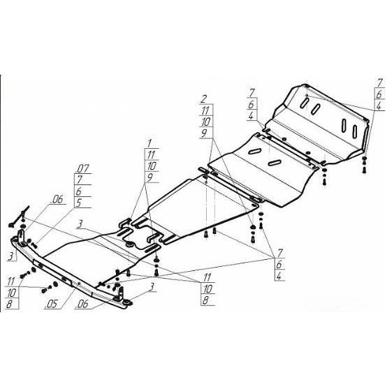 Усиленная защита днища алюминиевая Mitsubishi Pajero Sport III 2016-н.в.