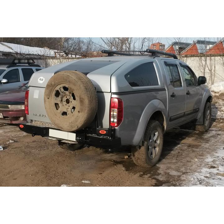 Задний силовой бампер OJ серии Трофи с правой универсальной калиткой Nissan Navara 2005