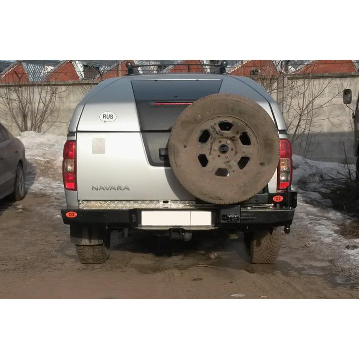 Задний силовой бампер OJ серии Трофи с правой универсальной калиткой Nissan Navara 2005