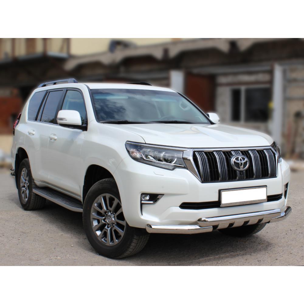Защита переднего бампера d76 с доп.накладками Toyota Land Cruiser Prado 150 2017-н.в