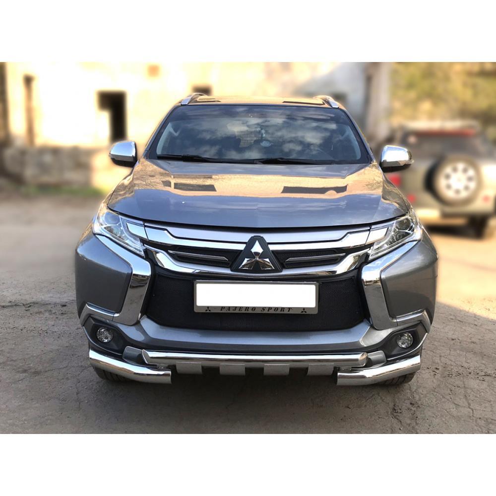 Защита переднего бампера d-76+60 с доп.накладками