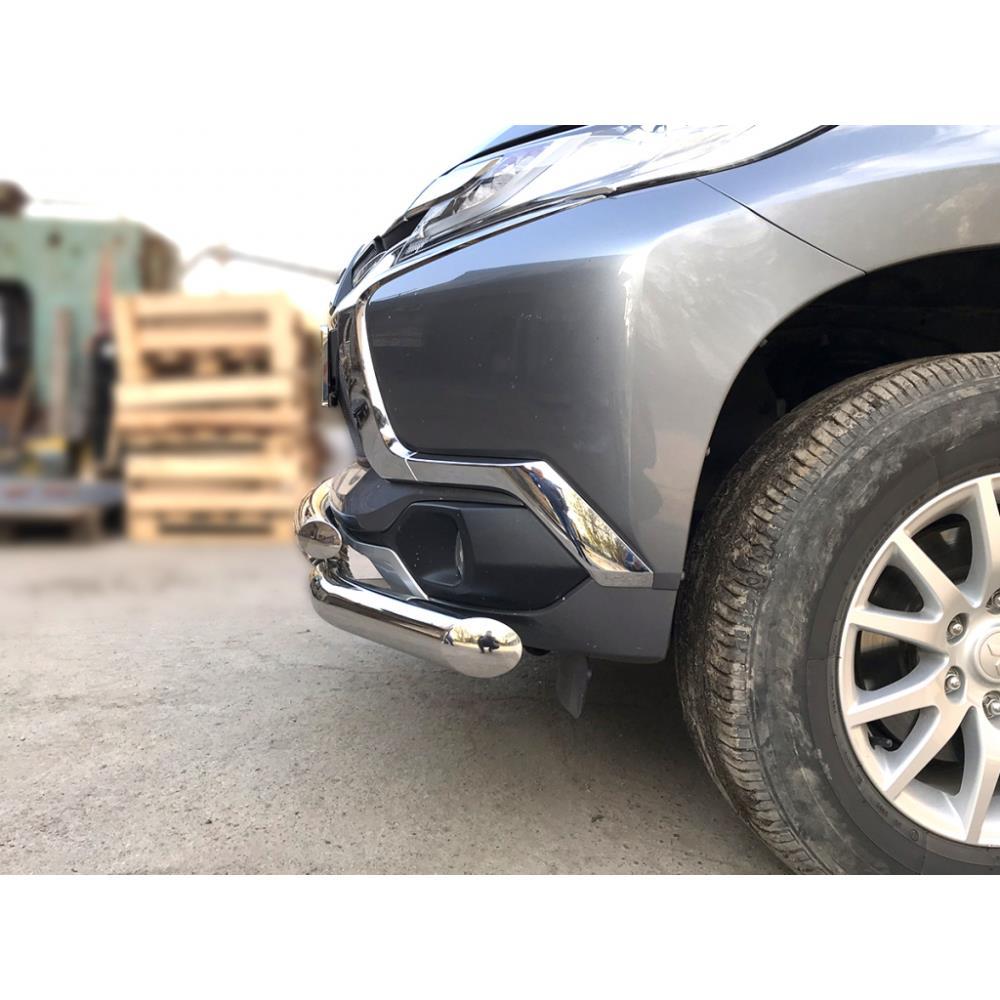 Защита переднего бампера d-76+60 с доп.накладками