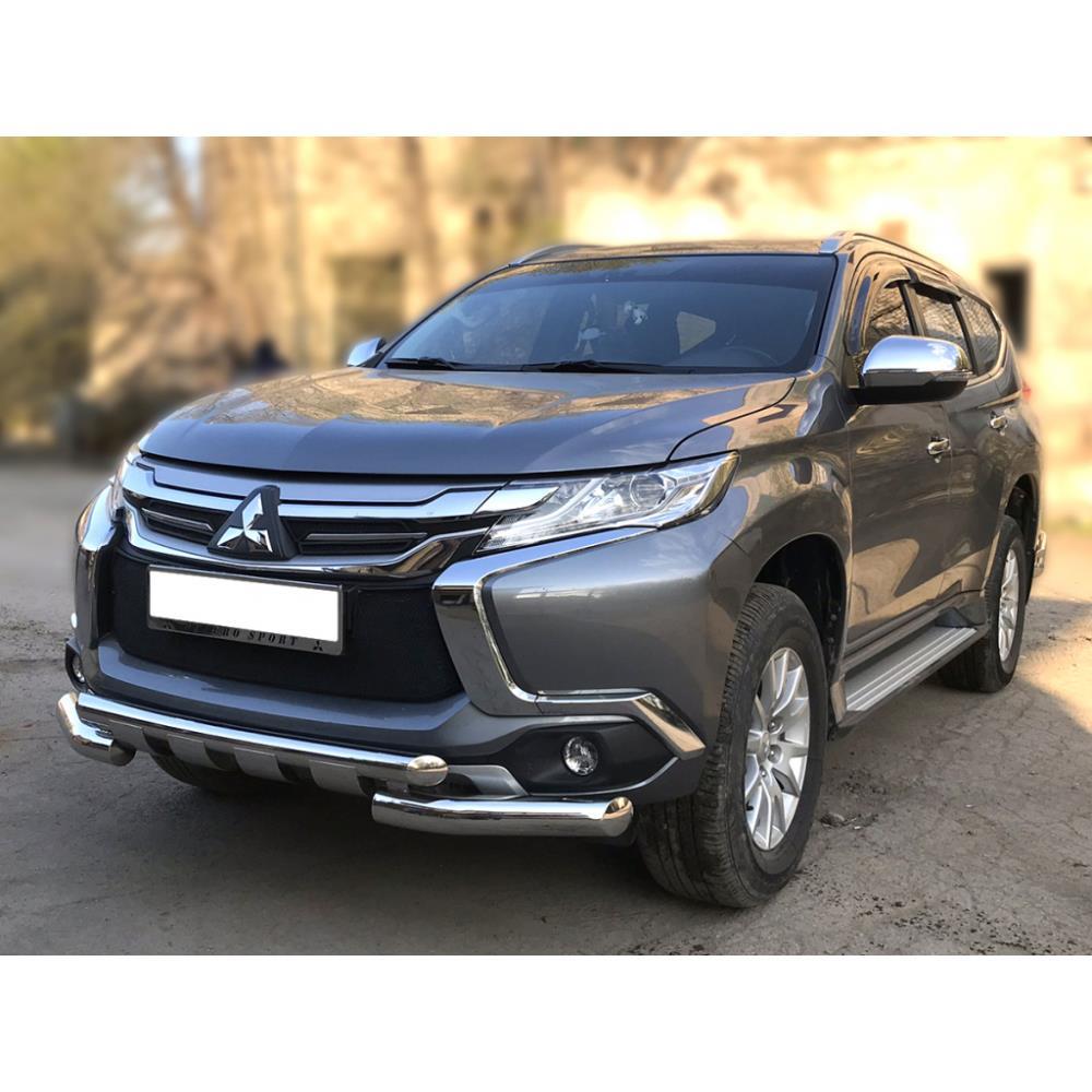 Защита переднего бампера d-76+60 с доп.накладками