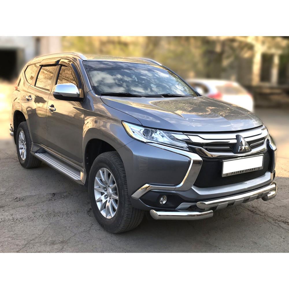 Защита переднего бампера d-76+60 с доп.накладками