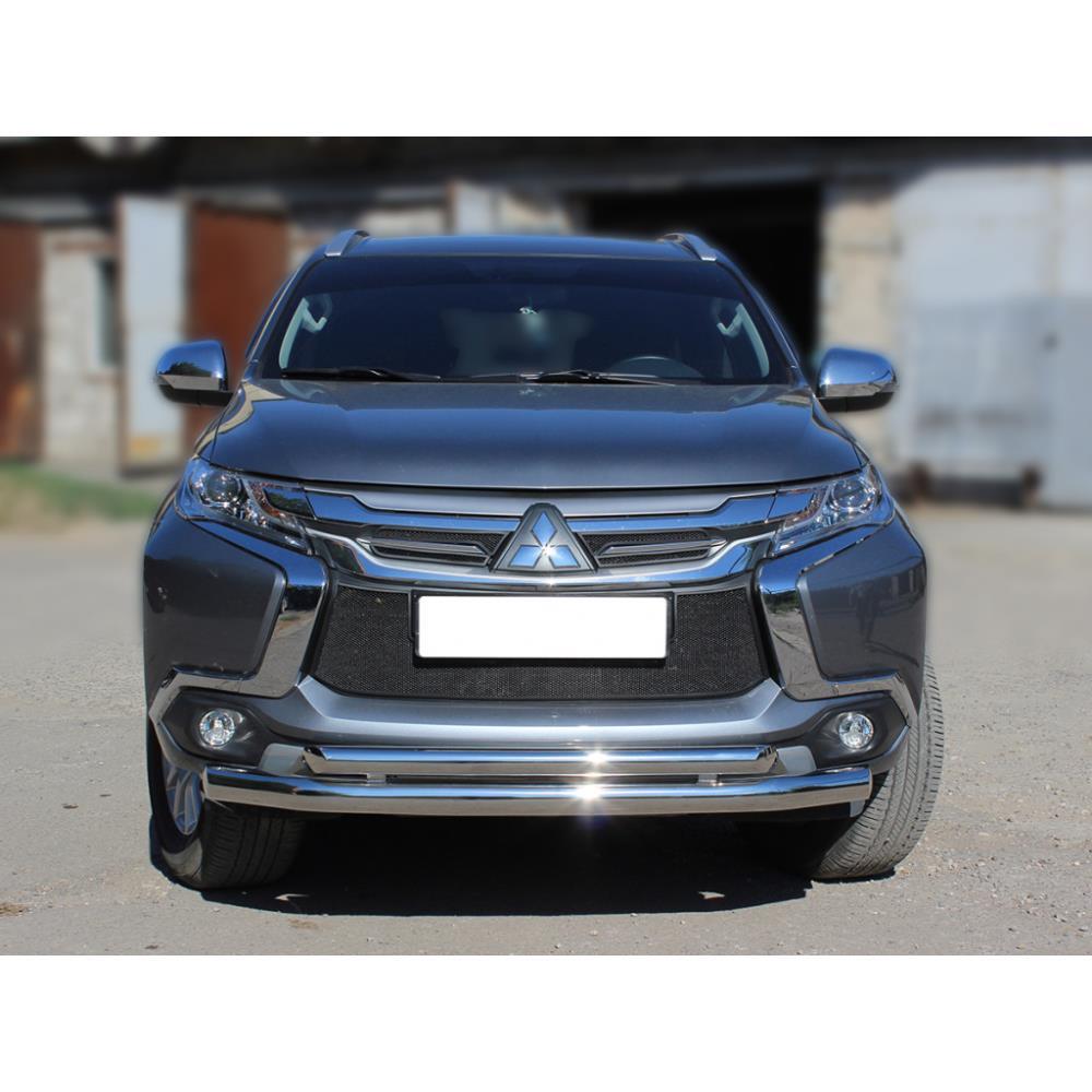 Защита переднего бампера двойная d-76+60